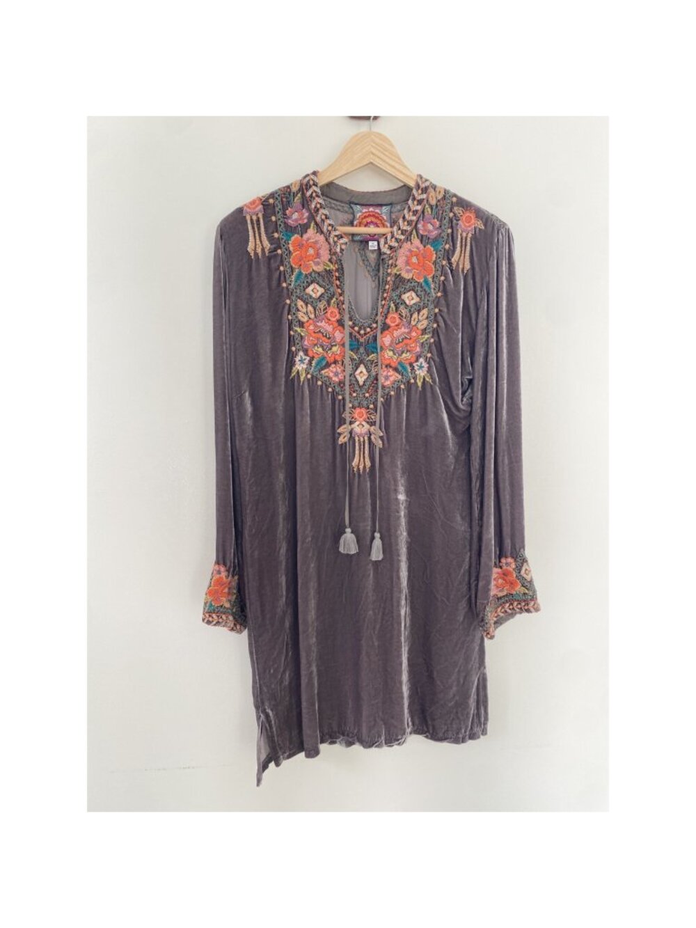 Johnny Was Maeve Velvet Floral Embroidered Dress